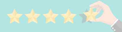 five rating stars with a hand