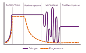 Estrogen and progesterone hormone variation over the course of a female's life, figure