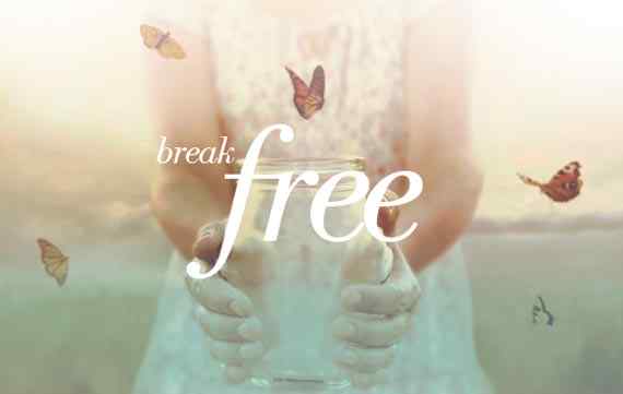 a girl holding empty jar, butterflies around jar, break free